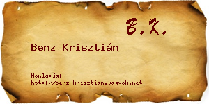 Benz Krisztián névjegykártya